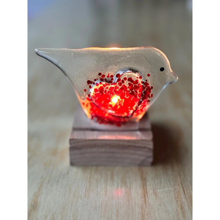 Little Robin tea light lit